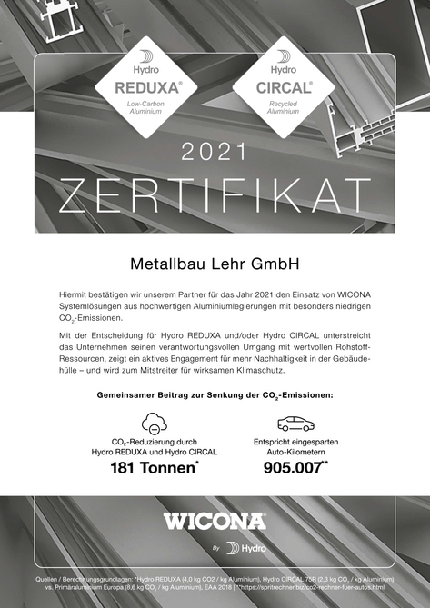 Zertifikat von Metallbau Lehr aus Mainz